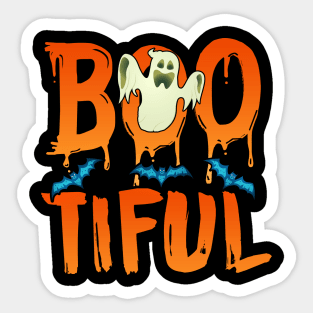 Cute Boo-tiful Ghost Bootiful Funny Beautiful Pun Sticker